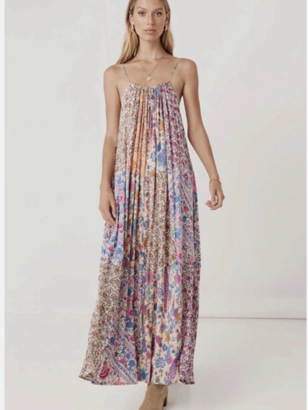 Spell Renew Patchwork Strappy Maxi Dress in S